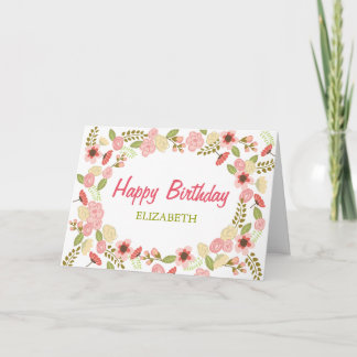 Tarjeta de cumpleaños botánica personalizada