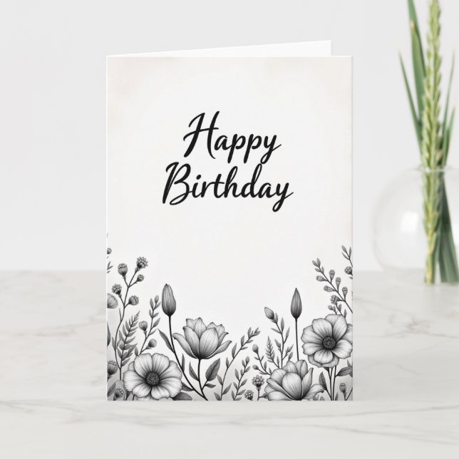 Tarjeta de cumpleaños botánica refinada (Anverso)