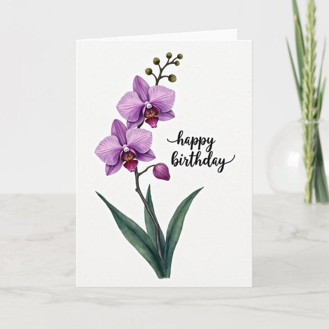 Tarjeta de cumpleaños botánica suave (Anverso)