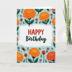 Tarjeta de cumpleaños botánica texturizada