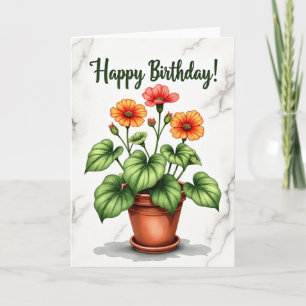 Tarjeta de cumpleaños botánica vibrante