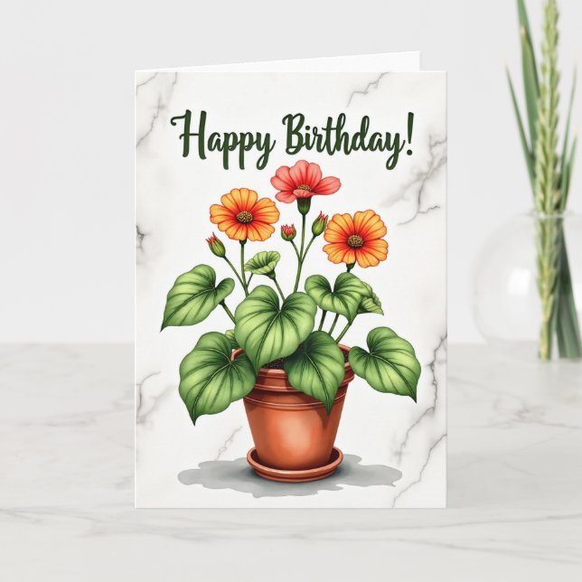 Tarjeta de cumpleaños botánica vibrante (Anverso)