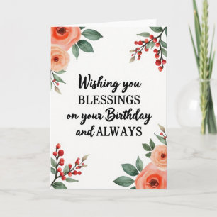 Tarjeta de cumpleaños botánico de bendiciones