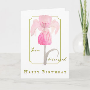 Tarjeta de cumpleaños botánico de Iris Flower Wate