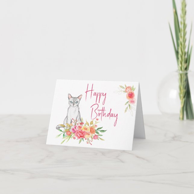 Tarjeta de cumpleaños Bouquet de flores rosadas de (Anverso)