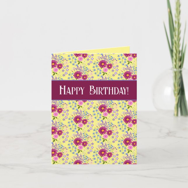 Tarjeta de cumpleaños Bouquet para flores amarilla (Anverso)