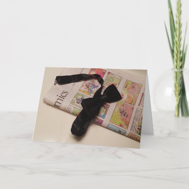 Tarjeta de cumpleaños "Bow Tie Comics" (Anverso)