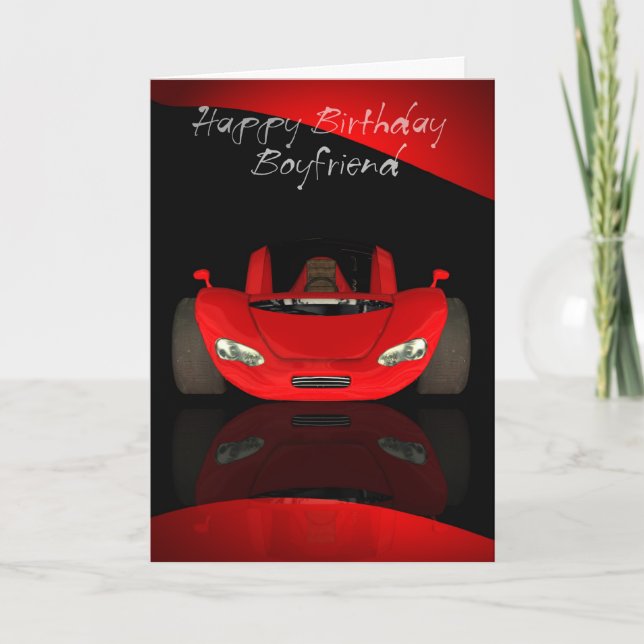 Tarjeta de cumpleaños Boyfriend con coche deportiv (Anverso)