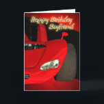 Tarjeta de cumpleaños Boyfriend con coche deportiv<br><div class="desc">Tarjeta de cumpleaños Boyfriend con coche deportivo rojo</div>