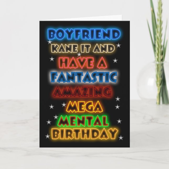 Tarjeta de cumpleaños Boyfriend con colores brilla (Anverso)