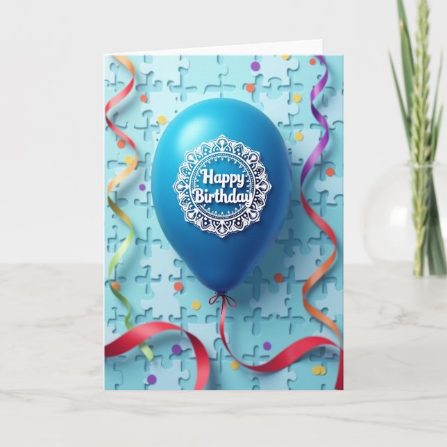 Tarjeta de cumpleaños brillante con confeti (Anverso)
