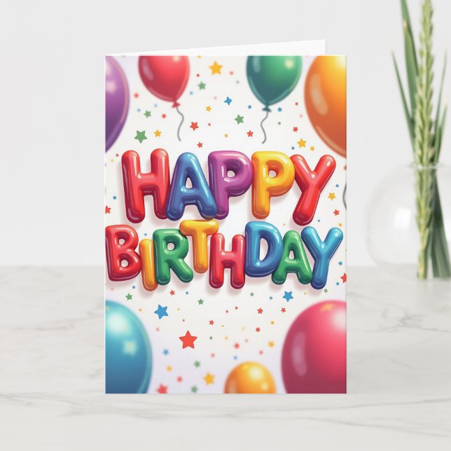 Tarjeta de cumpleaños brillante con dulces (Anverso)