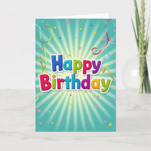 Tarjeta de cumpleaños brillante con explosión de c