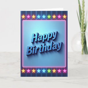 Tarjeta de cumpleaños brillante de neón