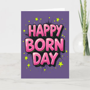 Tarjeta de cumpleaños brillante rosa