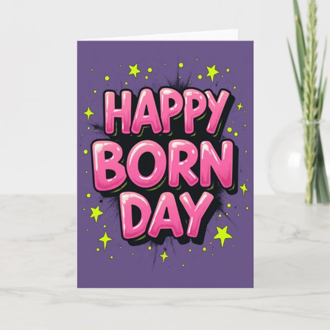 Tarjeta de cumpleaños brillante rosa (Anverso)