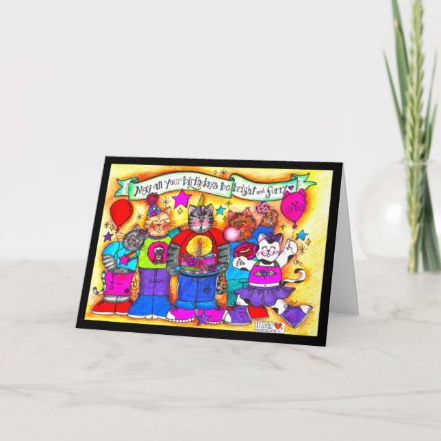 Tarjeta de cumpleaños Brillante y Furry (Anverso)