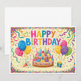 Tarjeta de cumpleaños brillante y ruidosa en blanc