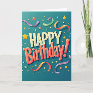Tarjeta de cumpleaños brillante y vibrante