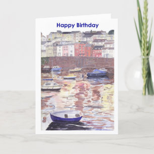 Tarjeta de cumpleaños, Brixham Harbour Devon Reino