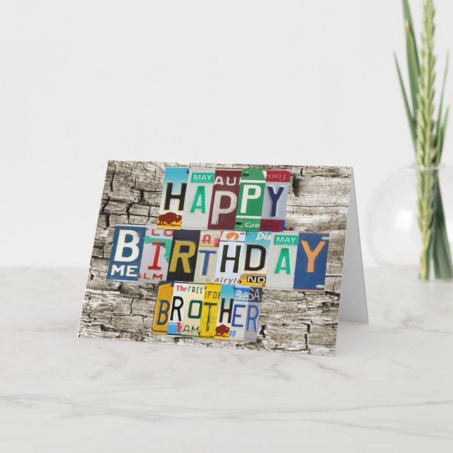 Tarjeta de cumpleaños Brother Plates de licencia (Anverso)