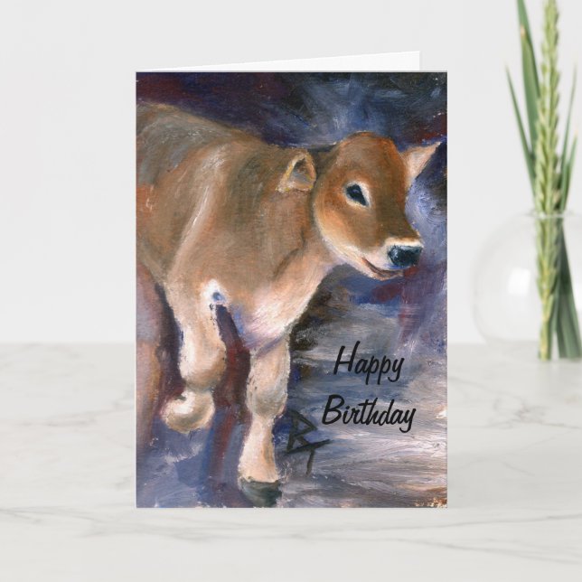 Tarjeta de cumpleaños Brown Swiss Calf (Anverso)