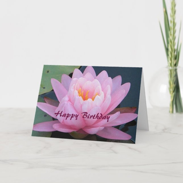 Tarjeta de cumpleaños BT-Pink Water Lily (Anverso)