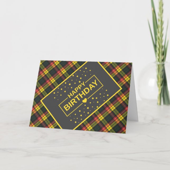 Tarjeta de cumpleaños Buchanan Modern Tartan (Anverso)