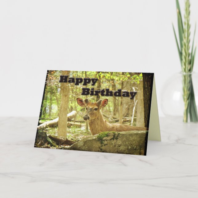 Tarjeta de cumpleaños - Buck de ciervo blanco en t (Anverso)