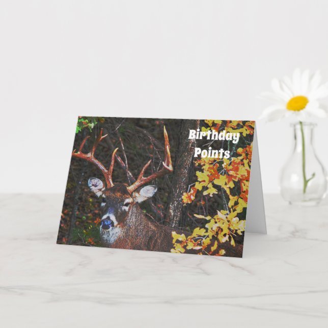 Tarjeta de cumpleaños Buck Deer de 8 puntos (Planta pequeña)