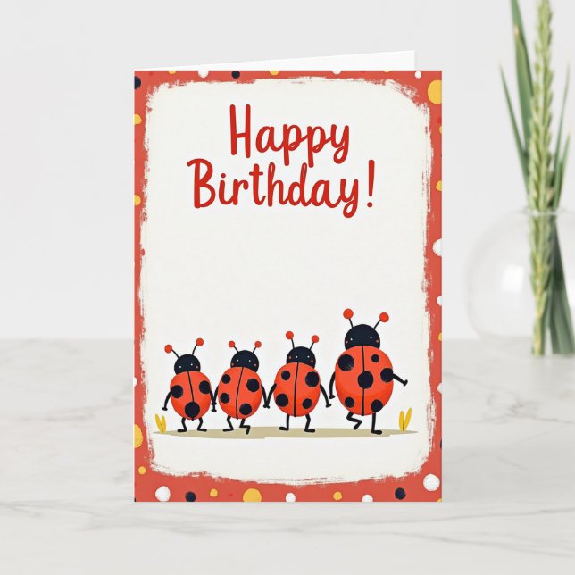 Tarjeta de cumpleaños Bug Festivo (Anverso)