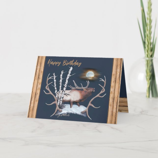 Tarjeta de cumpleaños Bull Elk (Anverso)