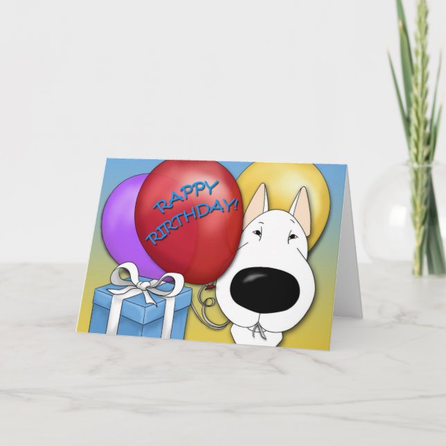 Tarjeta de cumpleaños Bull Terrier (Anverso)