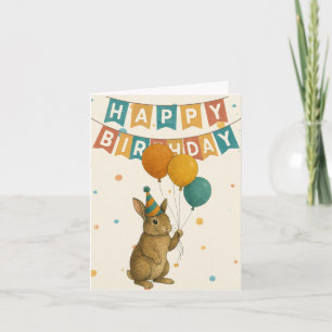 Tarjeta de cumpleaños Bunny - Animal Fiesta Cute
