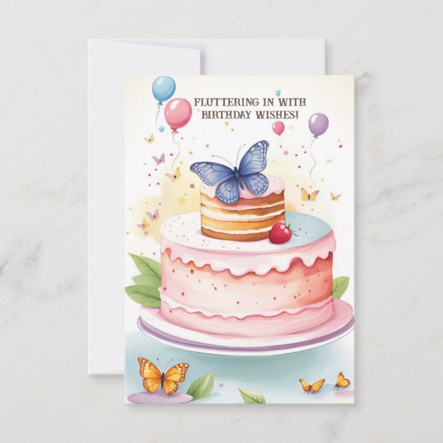 Tarjeta de cumpleaños Butterfly Bliss (Anverso)