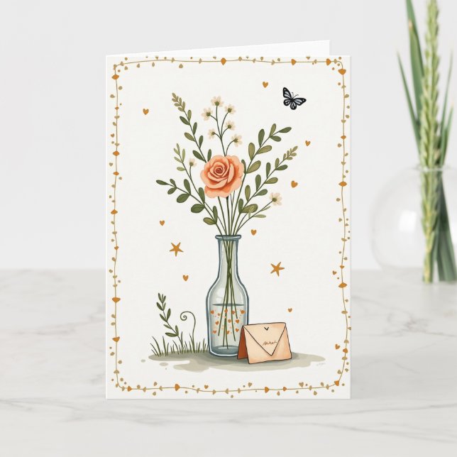 Tarjeta de cumpleaños Butterfly Bloom (Anverso)