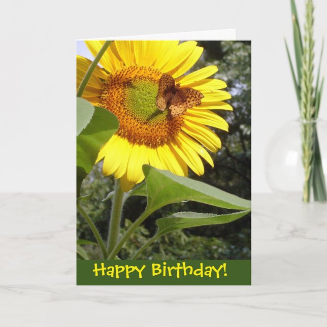 Tarjeta de cumpleaños Butterfly Sunflower (Anverso)
