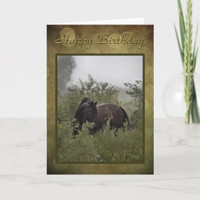 Tarjeta de cumpleaños "caballo negro oxidado" (Anverso)