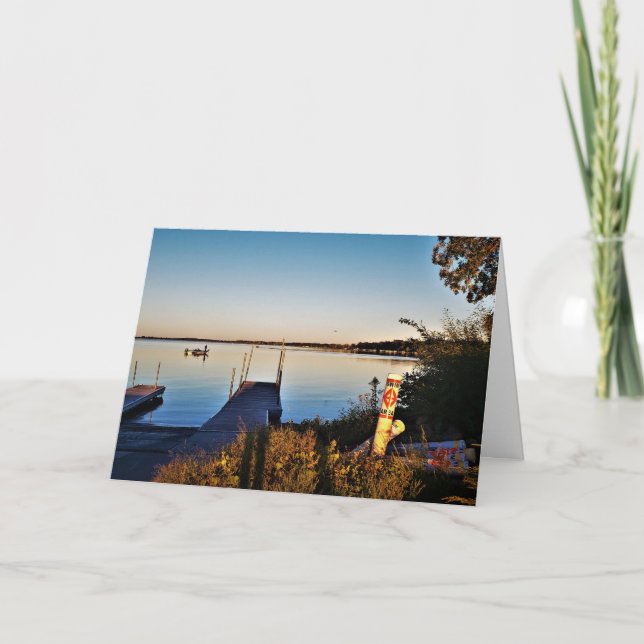 Tarjeta de cumpleaños "Caer sobre el lago verde" (Anverso)
