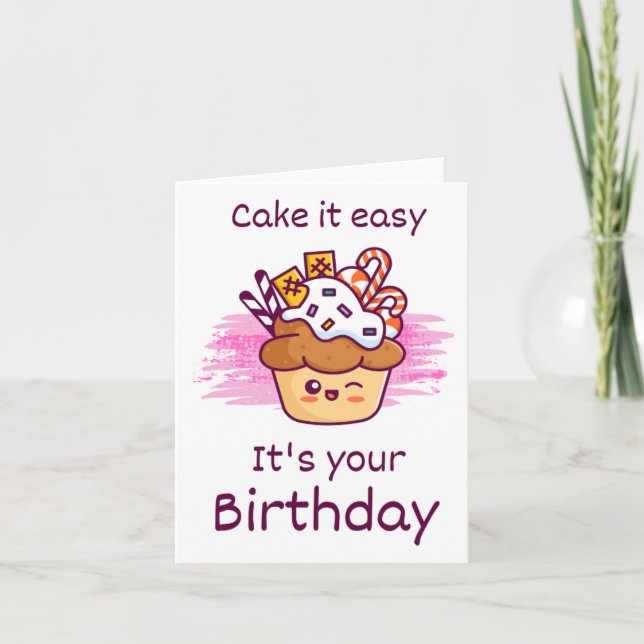 Tarjeta de cumpleaños Cake It Easy Puns (Anverso)
