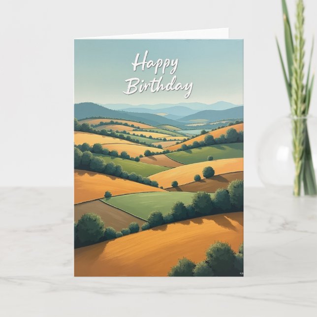Tarjeta de cumpleaños Campos Dulces (Anverso)