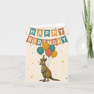 Tarjeta de cumpleaños canguro - animal lindo con g