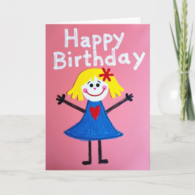 Tarjeta de cumpleaños caprichosa con recorte de pa (Anverso)