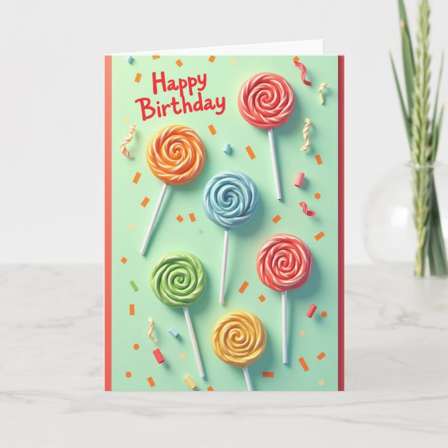 Tarjeta de cumpleaños caprichosa con remolino (Anverso)