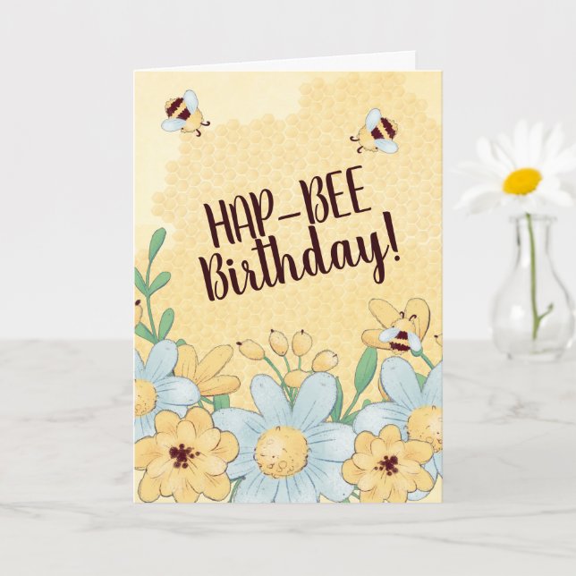 Tarjeta de cumpleaños caprichosa de abeja de panal (Planta pequeña)