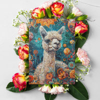 Tarjeta de cumpleaños caprichosa de alpaca