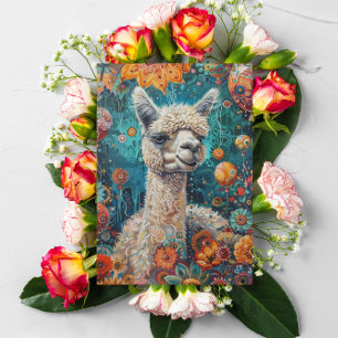Tarjeta de cumpleaños caprichosa de alpaca
