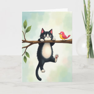 Tarjeta de cumpleaños caprichosa de gato