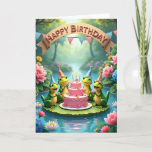 Tarjeta de cumpleaños caprichosa de ranas