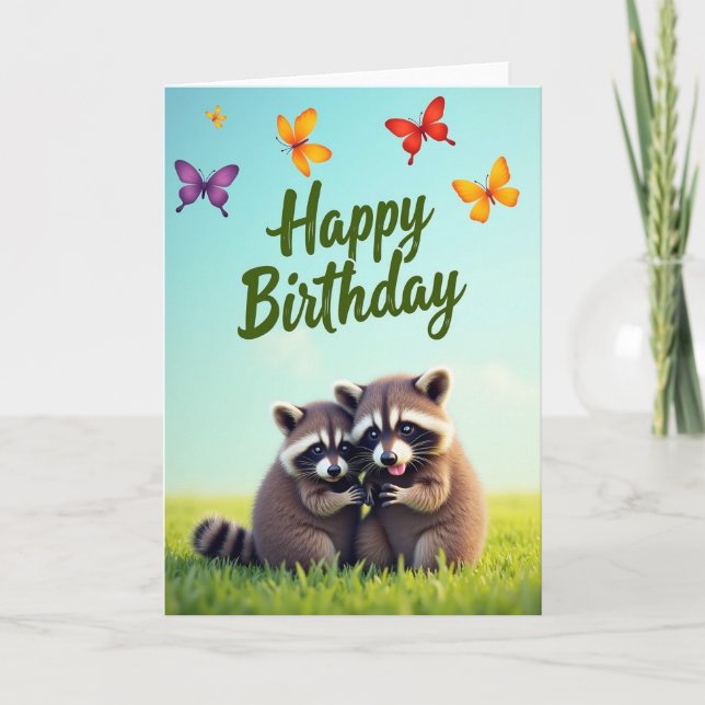 Tarjeta de Cumpleaños Caprichosa del Bosque (Anverso)